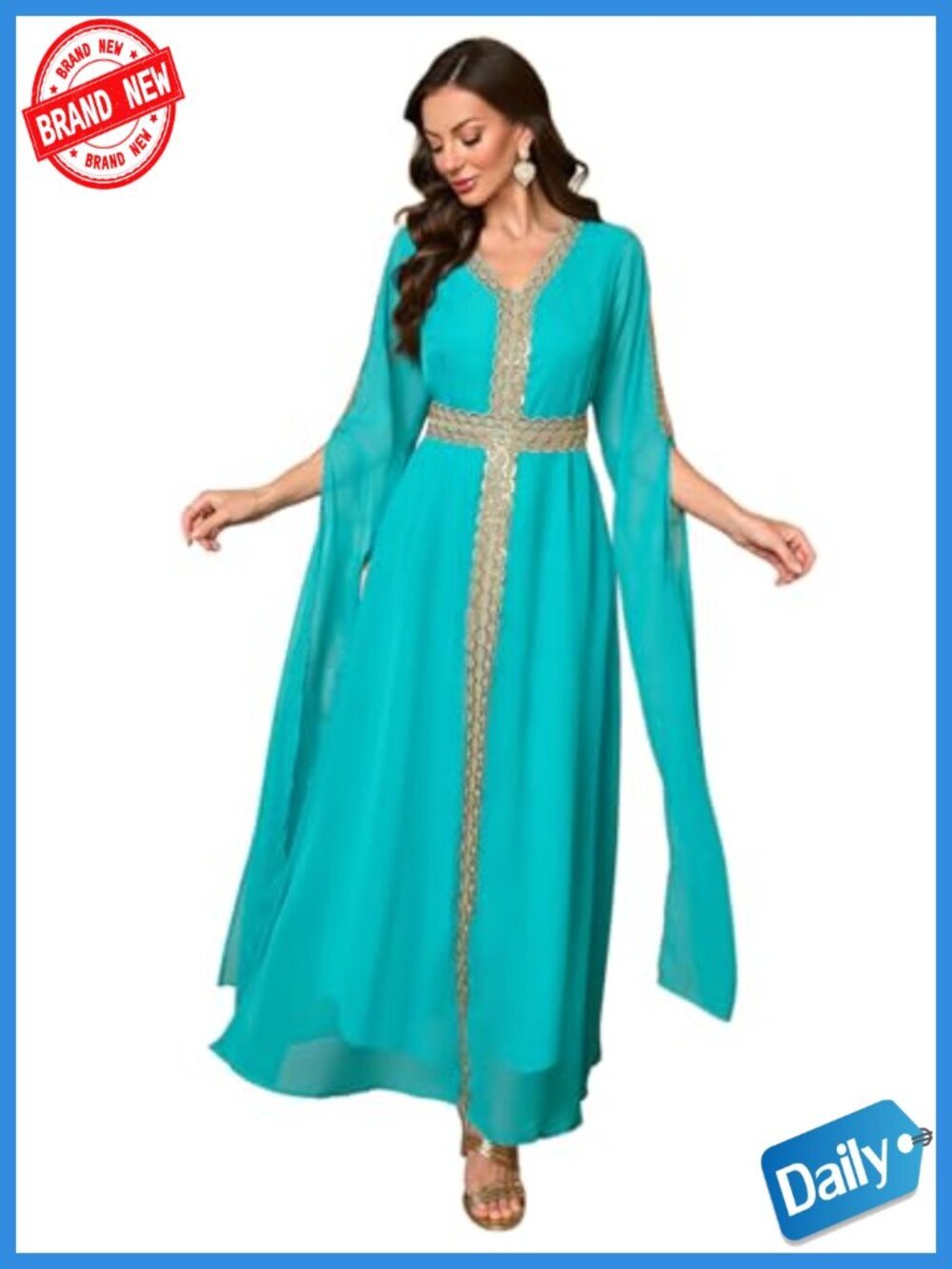 Embroidery Abaya Maxi Kaftan Dress Floral Kaftan Wedding Guest Dress Long Sleeve